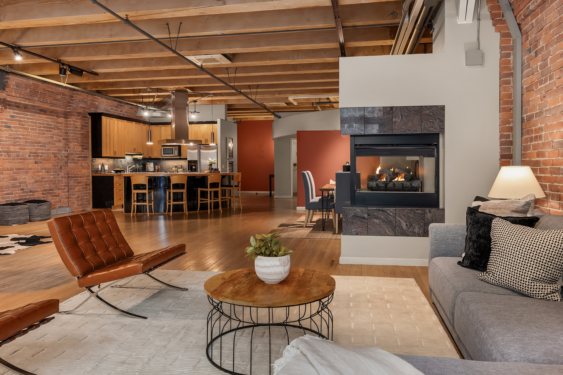 Old-growth timber beam detail